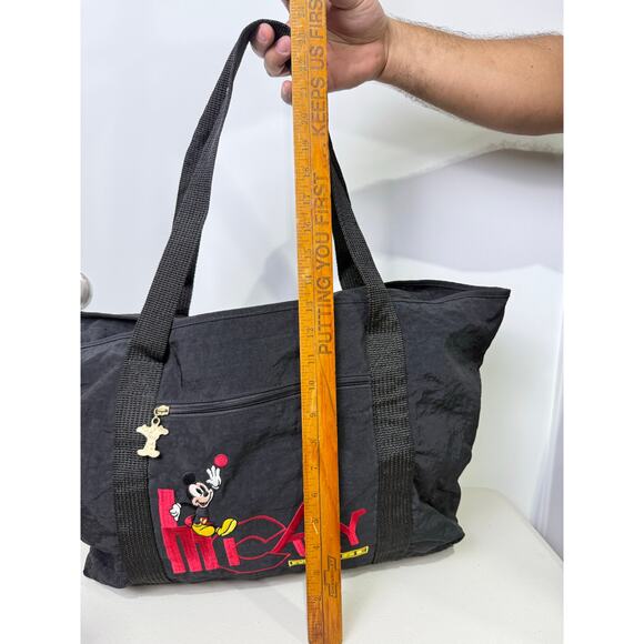 Mickey Mouse Disney Tote Bag Black Zipper Travel Zip Close Casual 18x12 Vintage - Picture 12 of 14